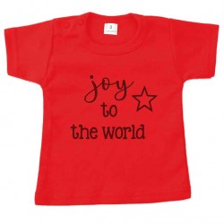 Kerst tshirt rood joy to the world zwart